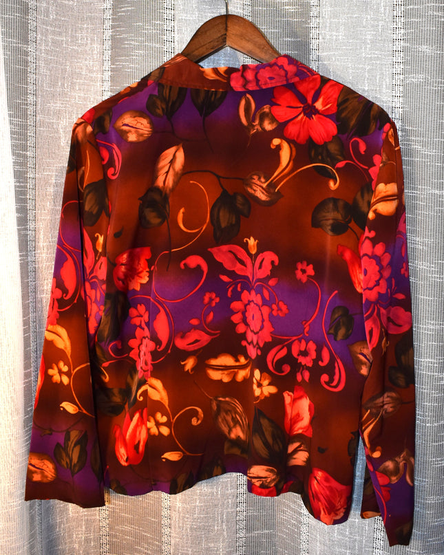 Vintage C.B. Collections Vibrant Floral Lightweight Zip Front Jacket