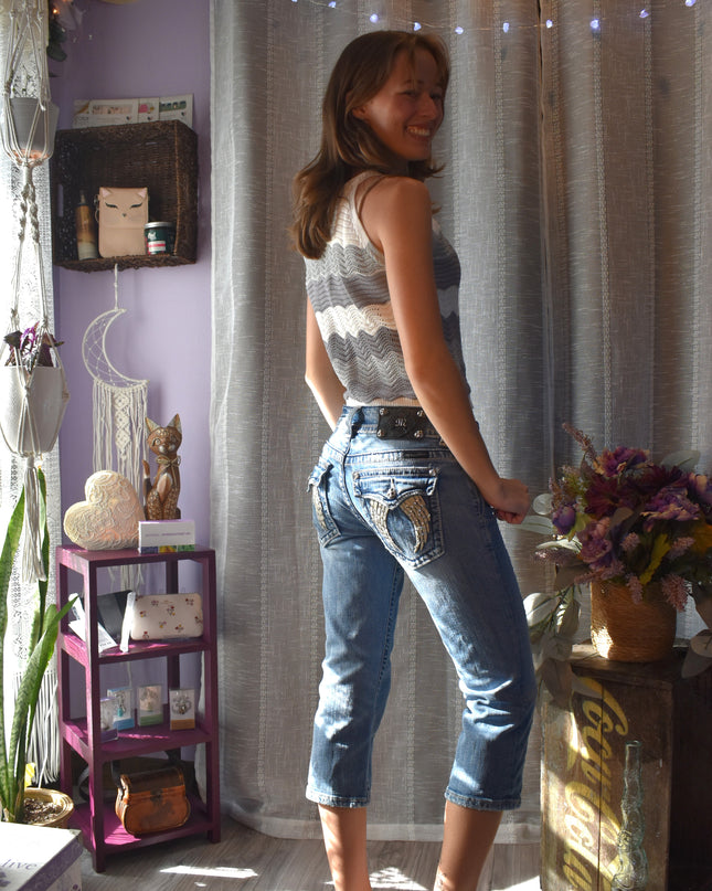 Gray and White Knitted Sweater Tank