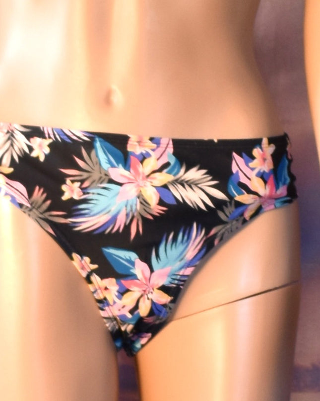 Ninety --Nine Degrees Two-Piece Triangle Tropical Floral Bikini with Crochet Trim